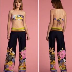 TRINA TURK Bal Harbour Floral Black Swim Cover-up Wide Leg Lounge Pants